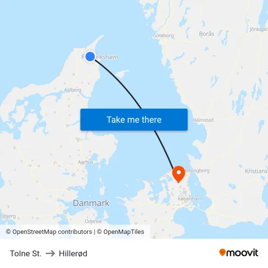 Tolne St. to Hillerød map