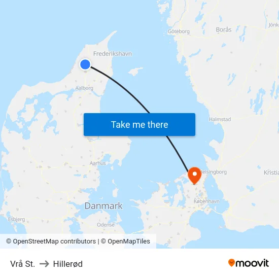 Vrå St. to Hillerød map