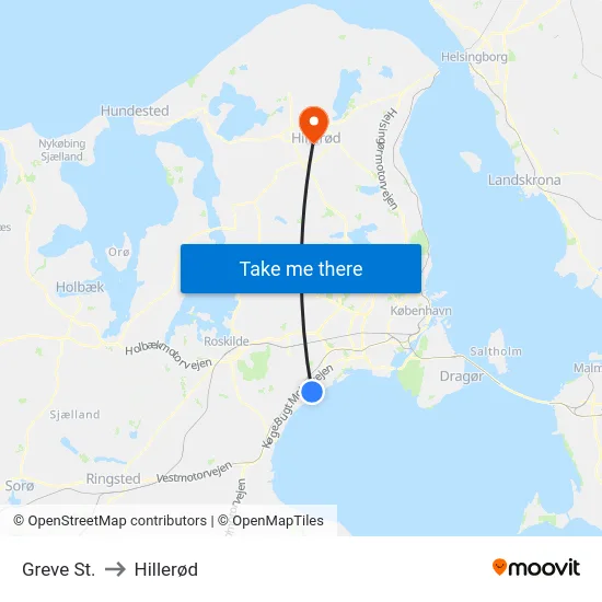 Greve St. to Hillerød map