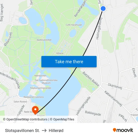 Slotspavillonen St. to Hillerød map