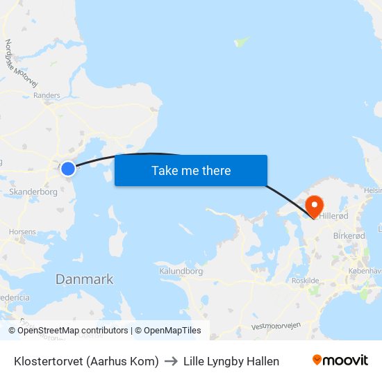 Klostertorvet (Aarhus Kom) to Lille Lyngby Hallen map