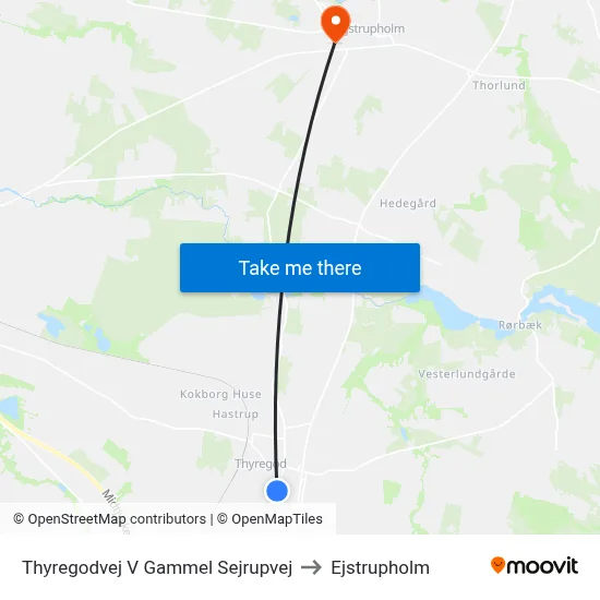 Thyregodvej V Gammel Sejrupvej to Ejstrupholm map