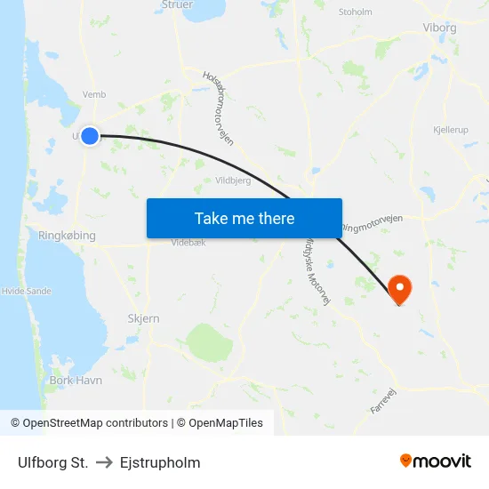 Ulfborg St. to Ejstrupholm map