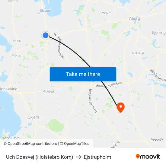Uch Døesvej (Holstebro Kom) to Ejstrupholm map