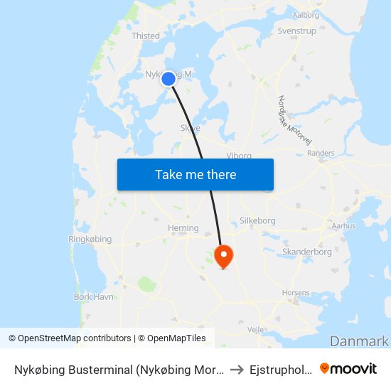 Nykøbing Busterminal (Nykøbing Mors) to Ejstrupholm map