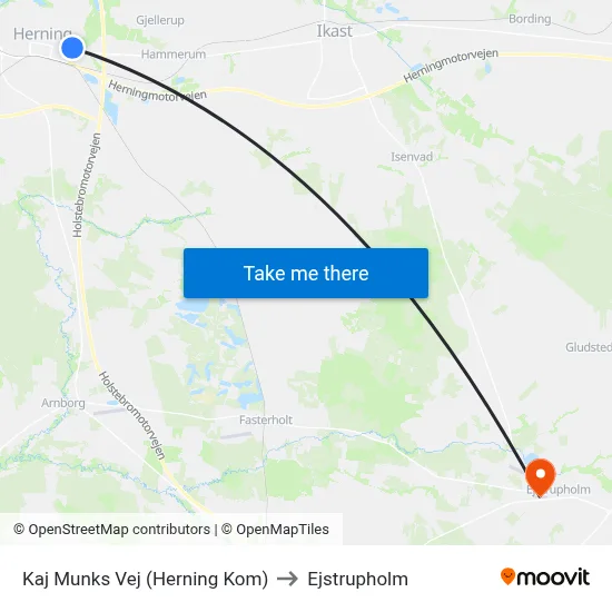 Kaj Munks Vej (Herning Kom) to Ejstrupholm map