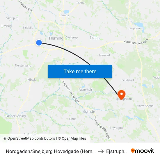 Nordgaden/Snejbjerg Hovedgade (Herning Kom) to Ejstrupholm map