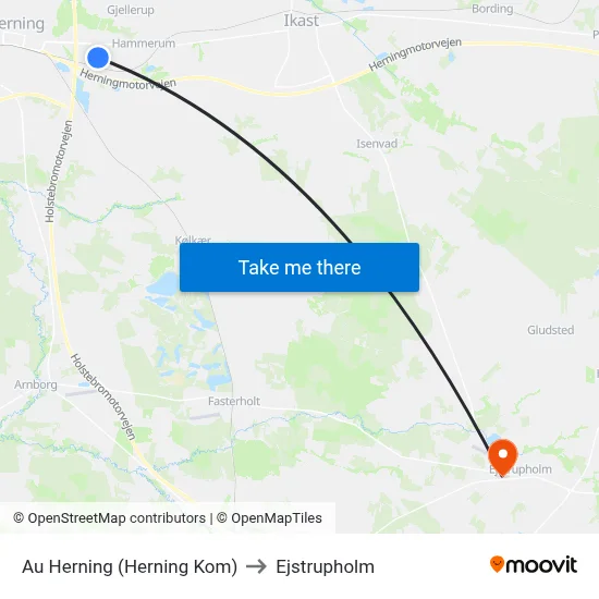 Au Herning (Herning Kom) to Ejstrupholm map