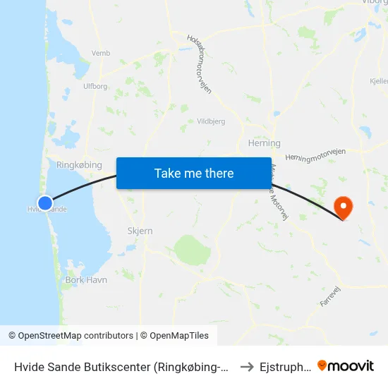 Hvide Sande Butikscenter (Ringkøbing-Skjern Kom) to Ejstrupholm map