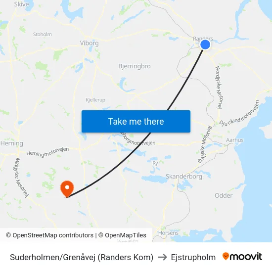 Suderholmen/Grenåvej (Randers Kom) to Ejstrupholm map