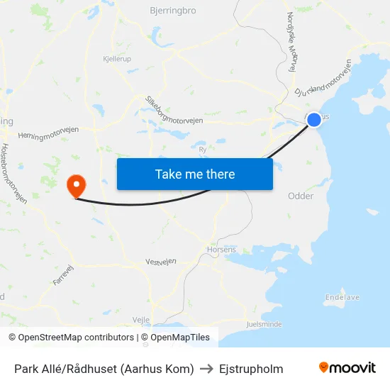 Park Allé/Rådhuset (Aarhus Kom) to Ejstrupholm map