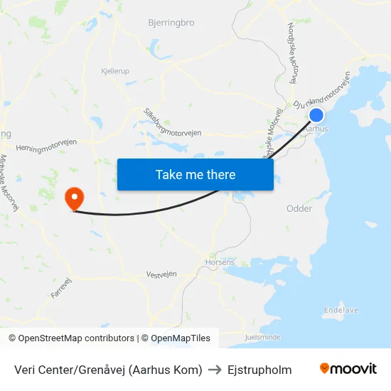 Veri Center/Grenåvej (Aarhus Kom) to Ejstrupholm map