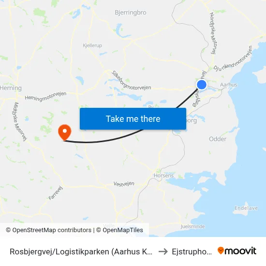 Rosbjergvej/Logistikparken (Aarhus Kom) to Ejstrupholm map