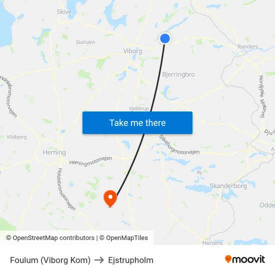 Foulum (Viborg Kom) to Ejstrupholm map