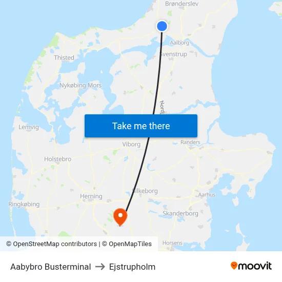 Aabybro Busterminal to Ejstrupholm map