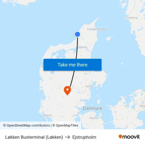 Løkken Busterminal (Løkken) to Ejstrupholm map