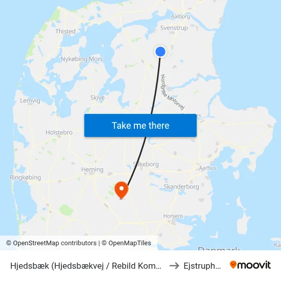 Hjedsbæk (Hjedsbækvej / Rebild Kommune) to Ejstrupholm map