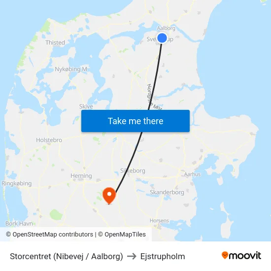 Storcentret (Nibevej / Aalborg) to Ejstrupholm map