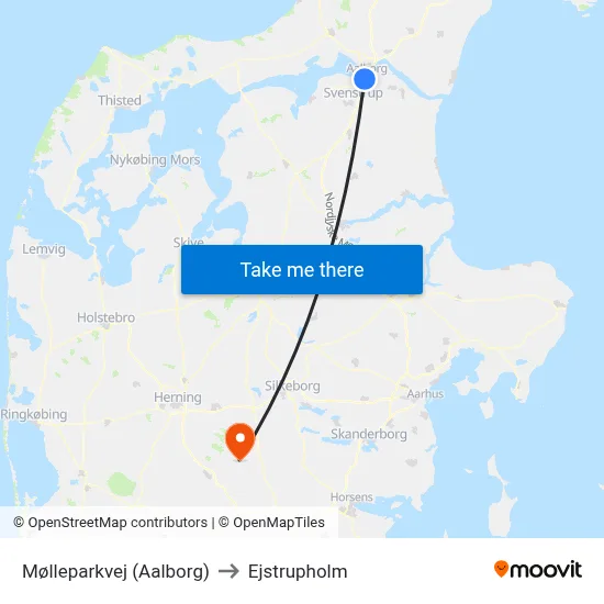 Mølleparkvej (Aalborg) to Ejstrupholm map