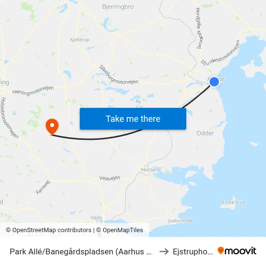 Park Allé/Banegårdspladsen (Aarhus Kom) to Ejstrupholm map