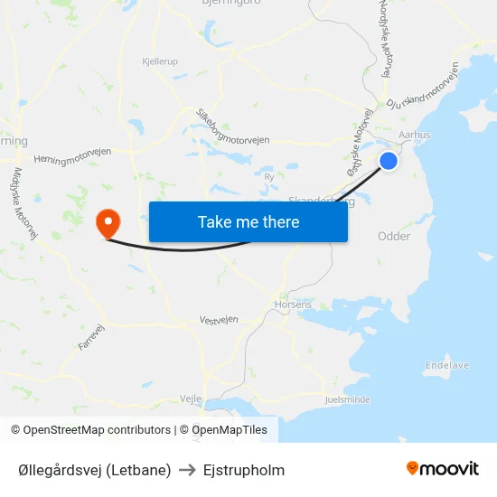 Øllegårdsvej (Letbane) to Ejstrupholm map