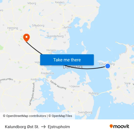 Kalundborg Øst St. to Ejstrupholm map
