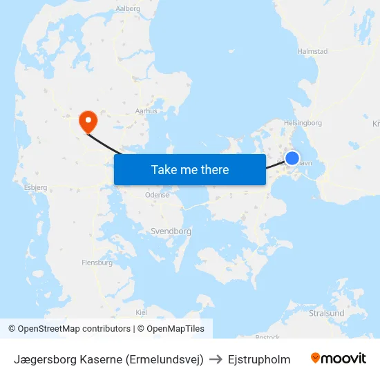 Jægersborg Kaserne (Ermelundsvej) to Ejstrupholm map