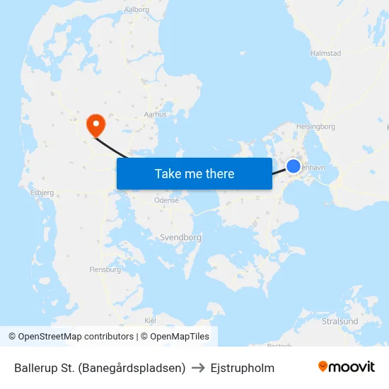 Ballerup St. (Banegårdspladsen) to Ejstrupholm map