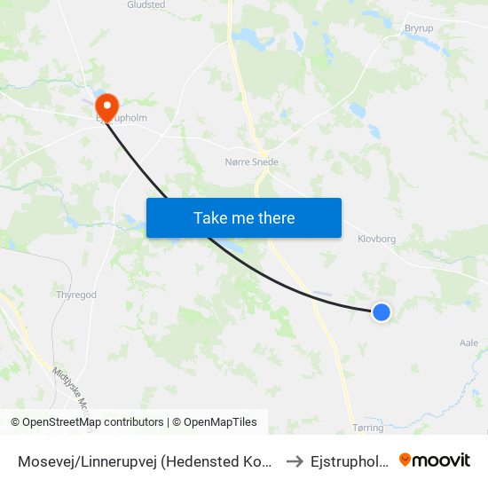 Mosevej/Linnerupvej (Hedensted Kom) to Ejstrupholm map