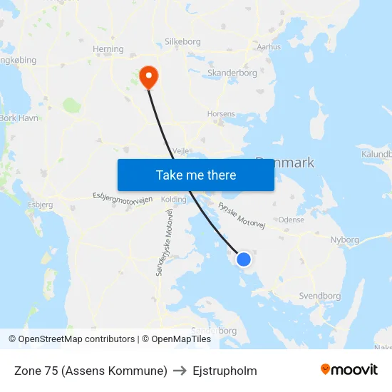 Zone 75 (Assens Kommune) to Ejstrupholm map