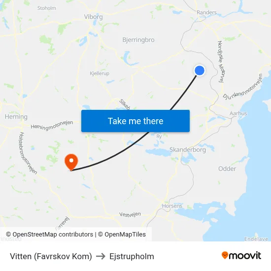 Vitten (Favrskov Kom) to Ejstrupholm map