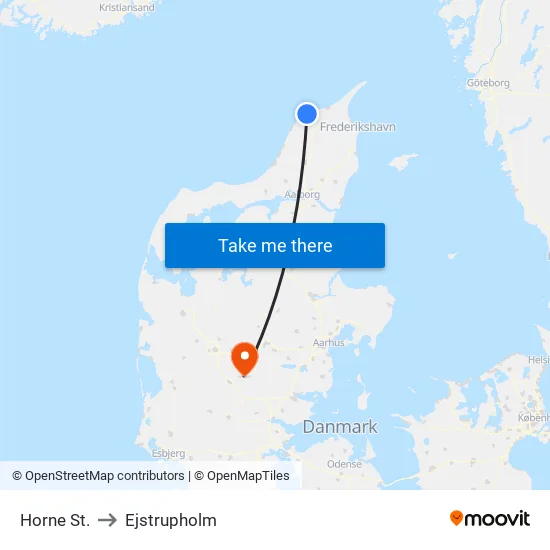 Horne St. to Ejstrupholm map