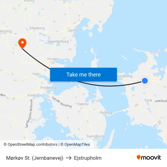 Mørkøv St. (Jernbanevej) to Ejstrupholm map