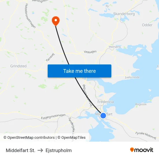 Middelfart St. to Ejstrupholm map