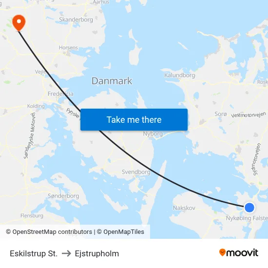 Eskilstrup St. to Ejstrupholm map