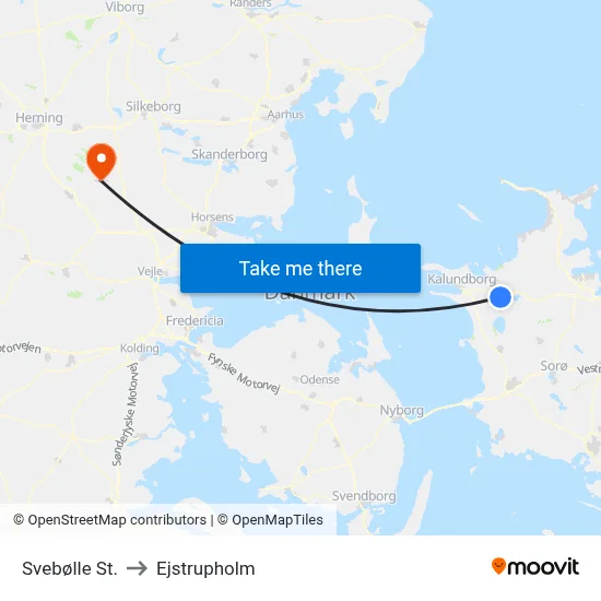 Svebølle St. to Ejstrupholm map