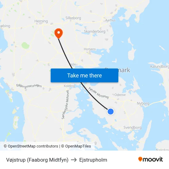 Vøjstrup (Faaborg Midtfyn) to Ejstrupholm map