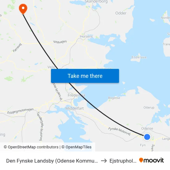 Den Fynske Landsby (Odense Kommune) to Ejstrupholm map