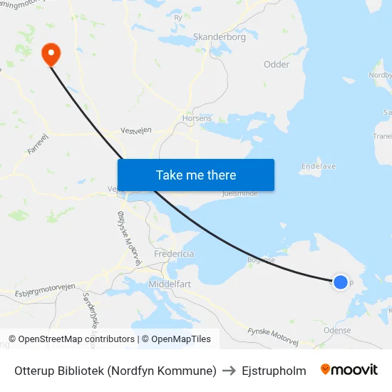 Otterup Bibliotek (Nordfyn Kommune) to Ejstrupholm map