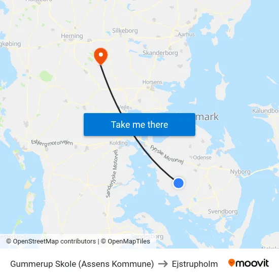 Gummerup Skole (Assens Kommune) to Ejstrupholm map