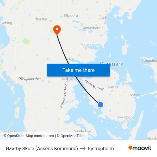 Haarby Skole (Assens Kommune) to Ejstrupholm map