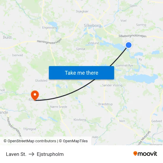 Laven St. to Ejstrupholm map