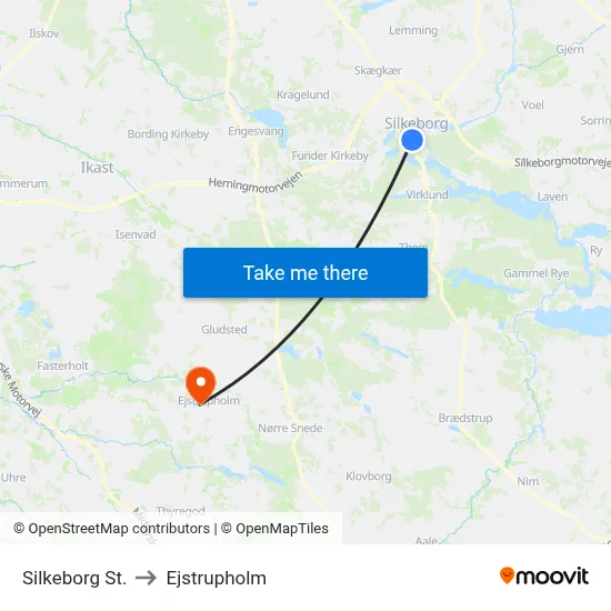 Silkeborg St. to Ejstrupholm map