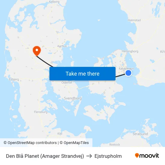 Den Blå Planet (Amager Strandvej) to Ejstrupholm map
