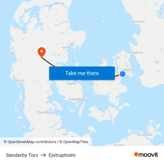 Sønderby Torv to Ejstrupholm map