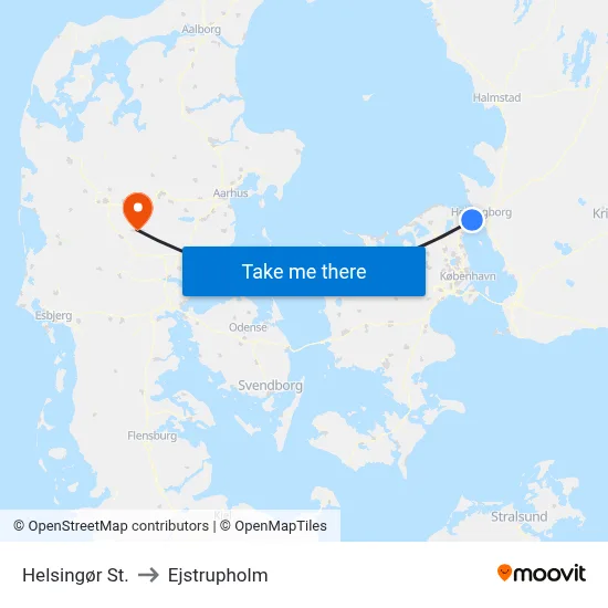 Helsingør St. to Ejstrupholm map
