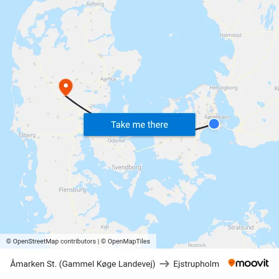 Åmarken St. (Gammel Køge Landevej) to Ejstrupholm map