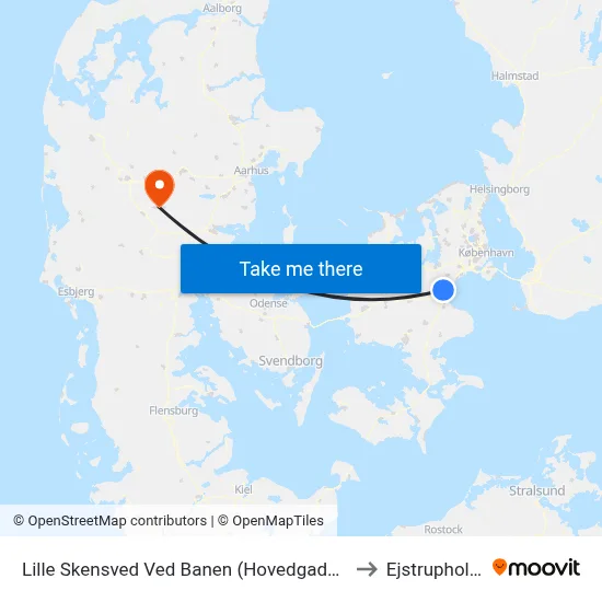 Lille Skensved Ved Banen (Hovedgaden) to Ejstrupholm map