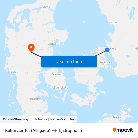 Kulturværftet (Allegade) to Ejstrupholm map