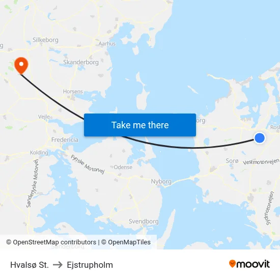 Hvalsø St. to Ejstrupholm map